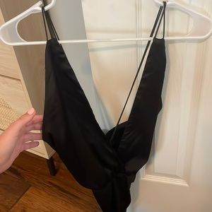 Superdown gorgeous black silk like body suit